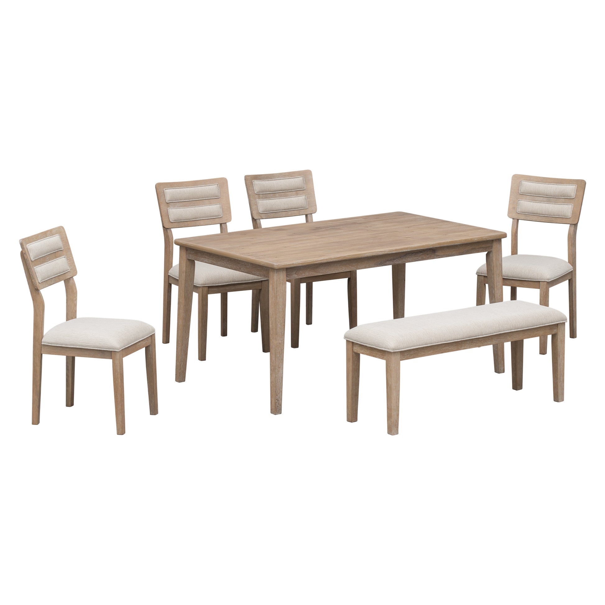 Elegant Classic and Traditional Style 6-Piece Natural Wood Dining Set USA