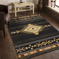 Elegant Contemporary Black and Gold Area Rug USA