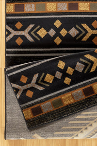 Elegant Contemporary Black and Gold Area Rug USA