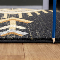 Elegant Contemporary Black and Gold Area Rug USA