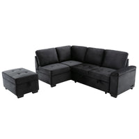 Elegant Convertible Fabric Sectional Sofa with Chaise and Storage Ottoman USA