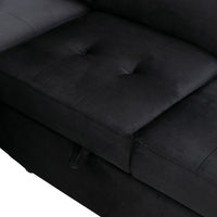 Elegant Convertible Fabric Sectional Sofa with Chaise and Storage Ottoman USA