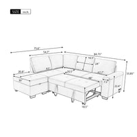 Elegant Convertible Fabric Sectional Sofa with Chaise and Storage Ottoman USA