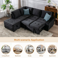 Elegant Convertible Fabric Sectional Sofa with Chaise and Storage Ottoman USA