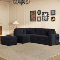 Elegant Convertible Fabric Sectional Sofa with Chaise and Storage Ottoman USA