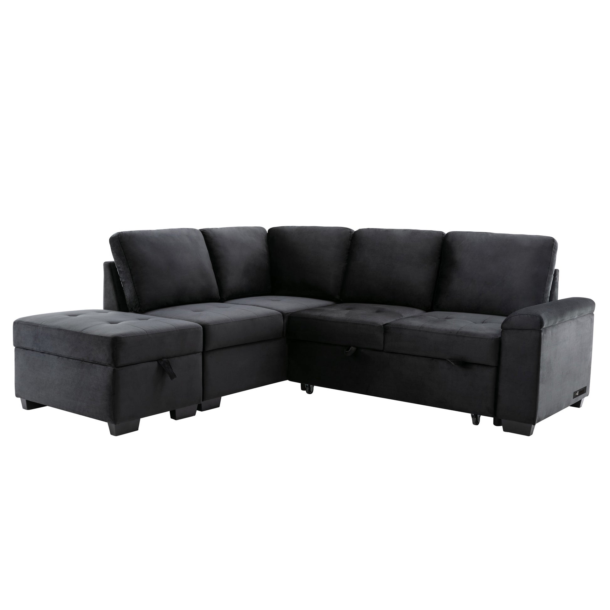 Elegant Convertible Fabric Sectional Sofa with Chaise and Storage Ottoman USA