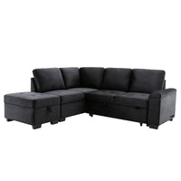 Elegant Convertible Fabric Sectional Sofa with Chaise and Storage Ottoman USA