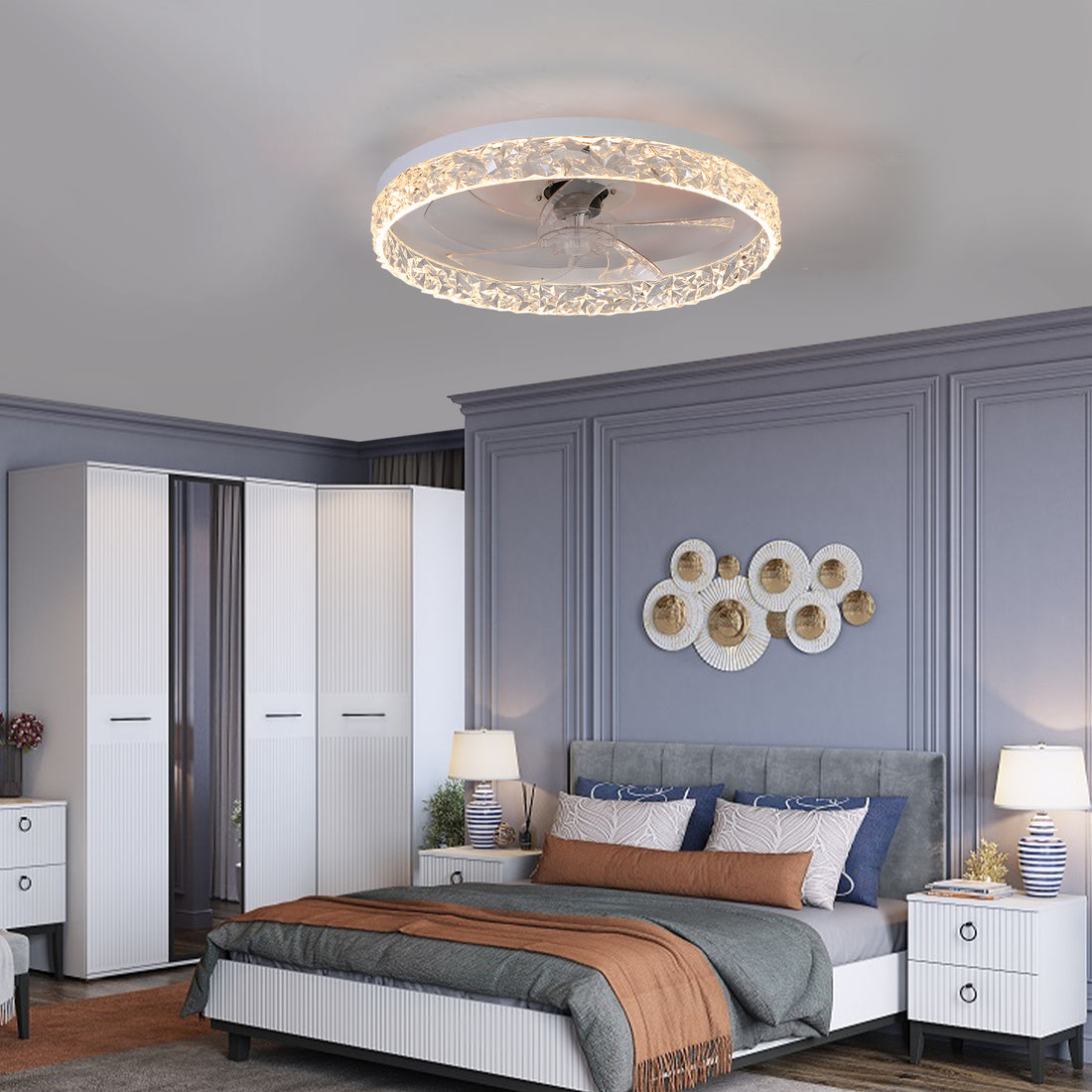 Elegant Crystal Chandelier with Dimmable LED Lights and Remote Control USA