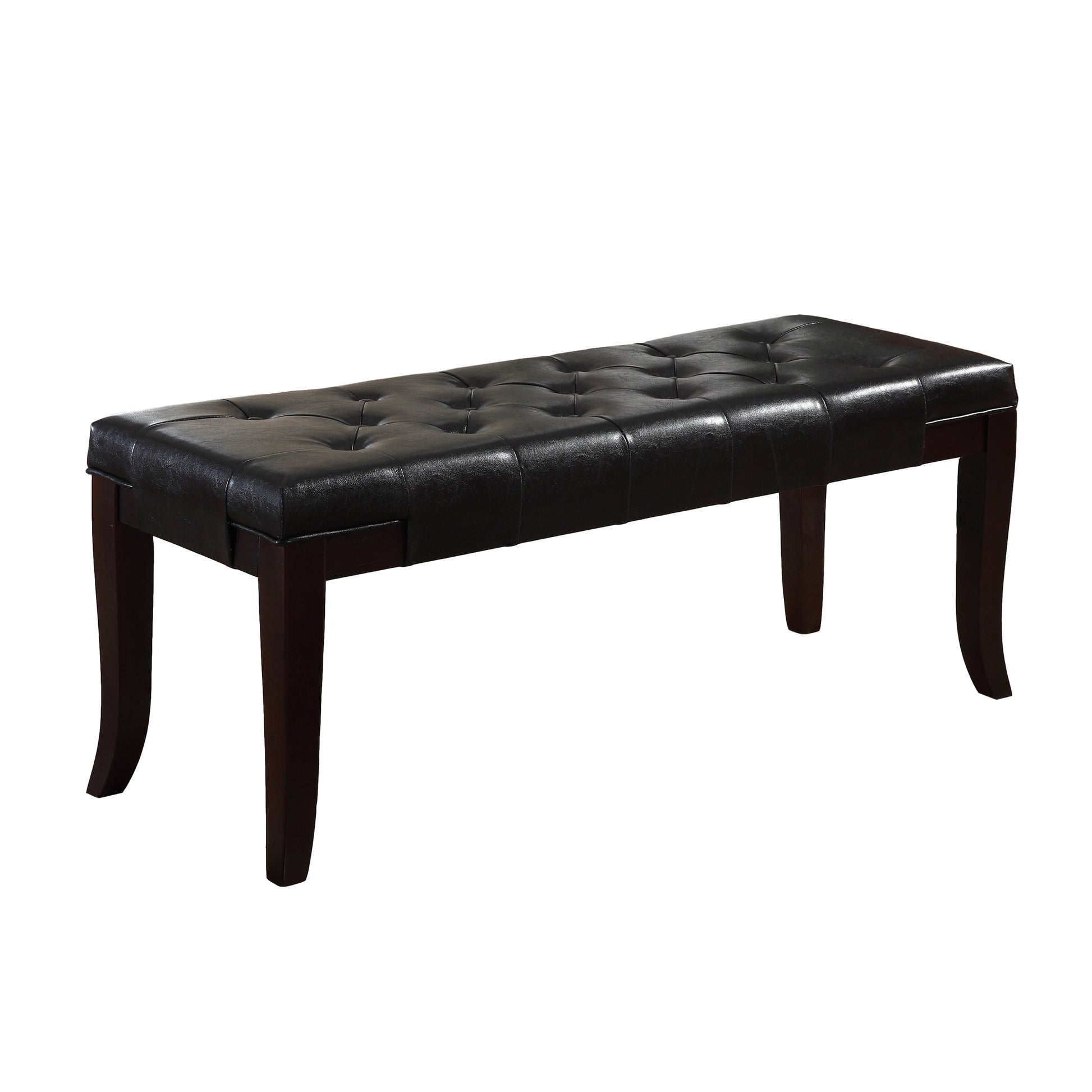 Elegant Espresso Tufted Bench with Faux Leather Upholstery USA