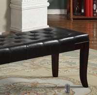 Elegant Espresso Tufted Bench with Faux Leather Upholstery USA