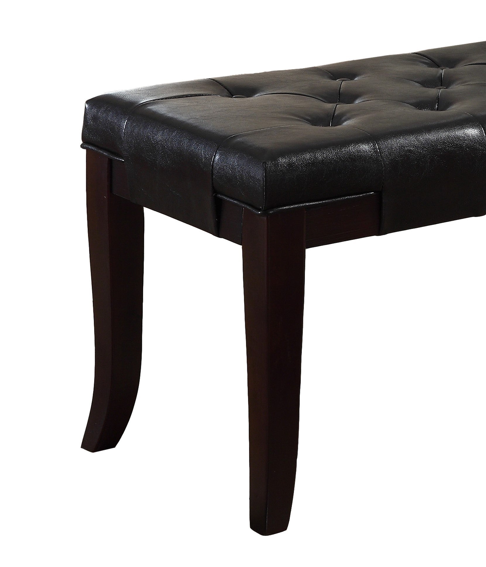 Elegant Espresso Tufted Bench with Faux Leather Upholstery USA