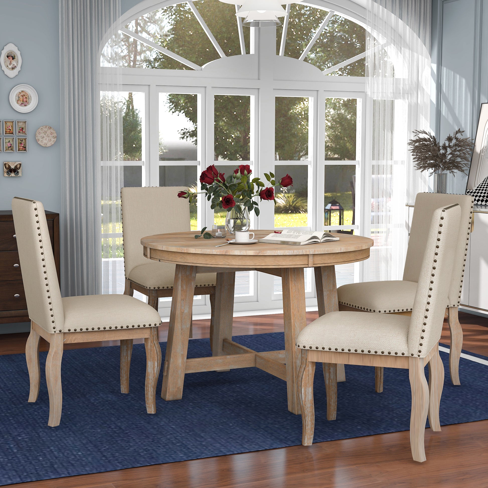 Elegant Farmhouse Dining Room Set with Extendable Table USA