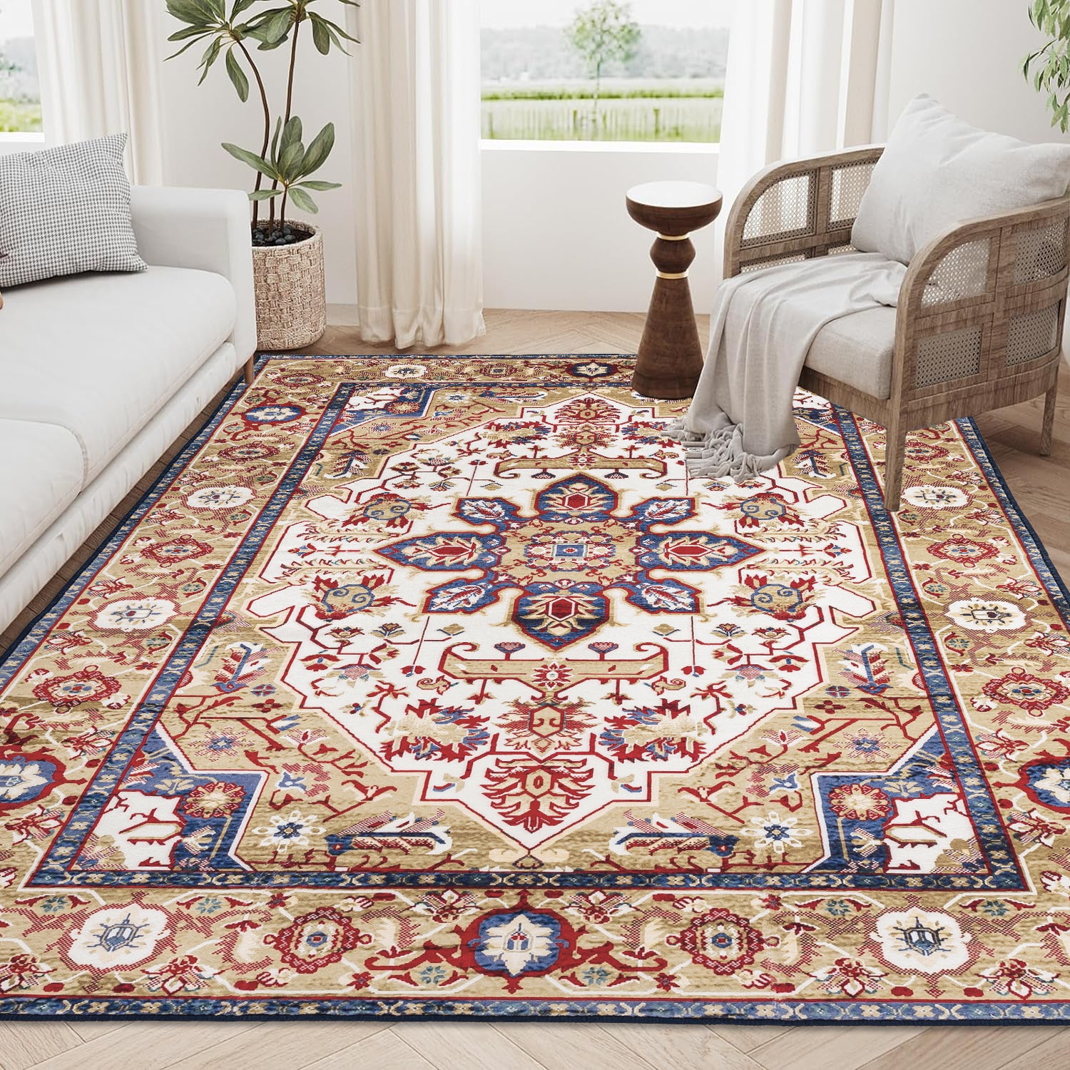 Elegant Floral Patterned Area Rug for Living Room USA