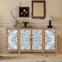 Elegant Floral Patterned Distressed Wood Storage Cabinet USA