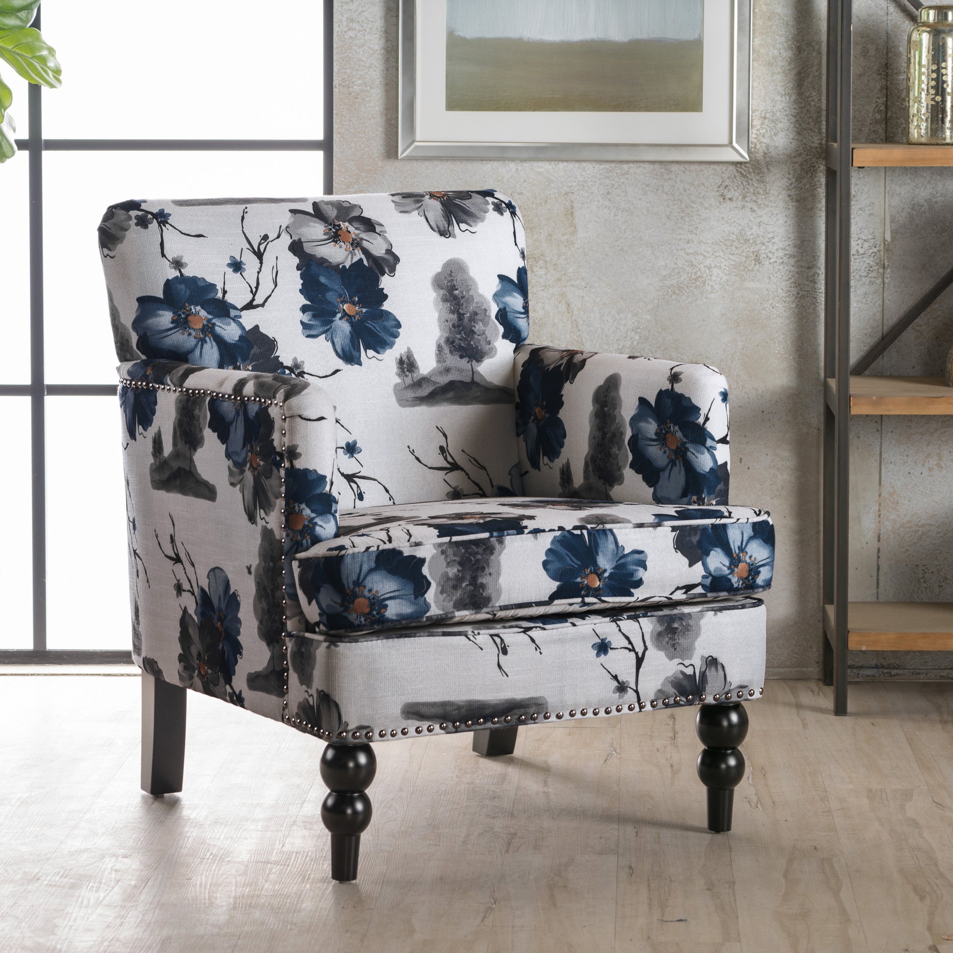 Elegant Floral Upholstered Accent Chair USA