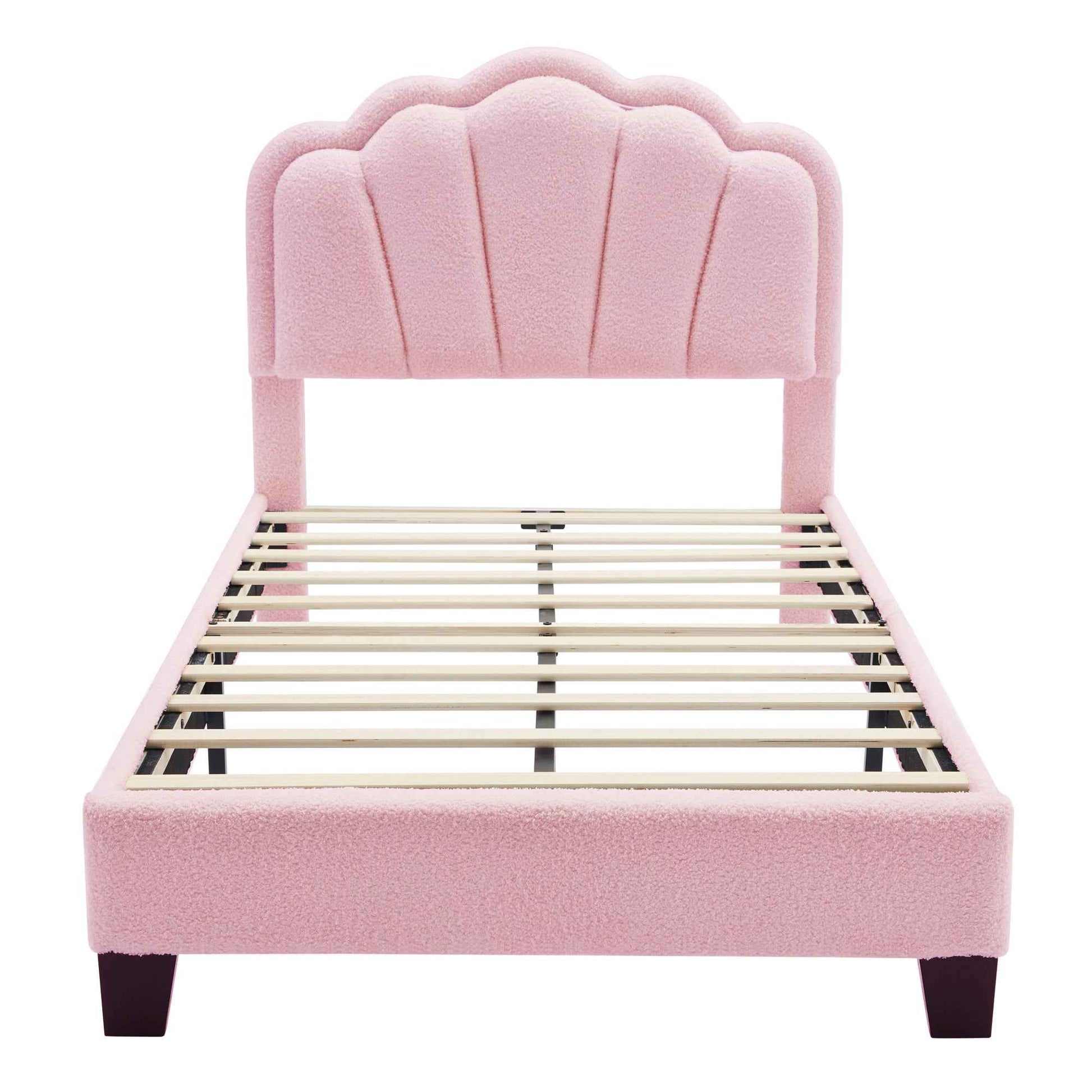 Elegant Flower-Inspired Twin Upholstered Bed with Storage Ottoman