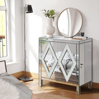 Elegant Geometric Pattern Mirrored Sideboard Cabinet USA