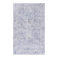 Elegant Grey Patterned Area Rug - Modern Distressed Floral Design USA