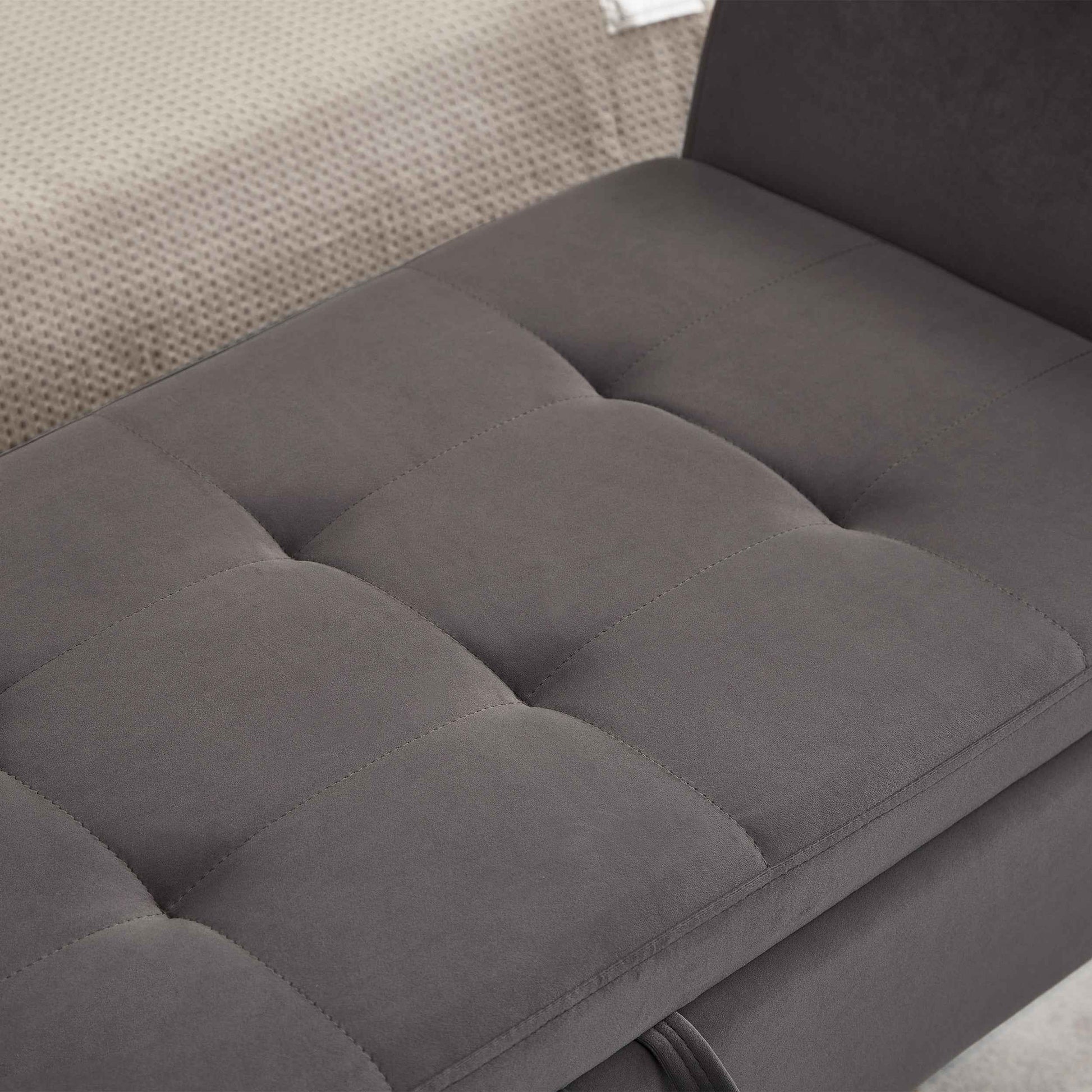 Elegant Grey Velvet Upholstered Storage Bench