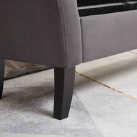 Elegant Grey Velvet Upholstered Storage Bench