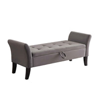 Elegant Grey Velvet Upholstered Storage Bench