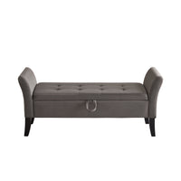 Elegant Grey Velvet Upholstered Storage Bench USA