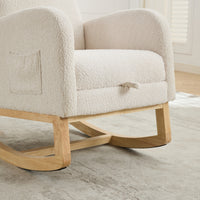 Elegant Ivory Upholstered Rocking Chair with Footrest USA