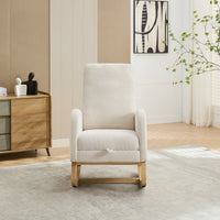 Elegant Ivory Upholstered Rocking Chair with Footrest USA