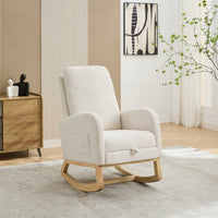 Elegant Ivory Upholstered Rocking Chair with Footrest USA