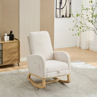 Elegant Ivory Upholstered Rocking Chair with Footrest USA