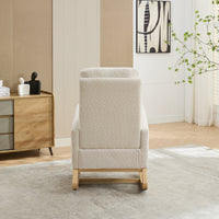 Elegant Ivory Upholstered Rocking Chair with Footrest USA