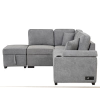 Elegant L-Shaped Sectional Sofa with Storage Ottoman USA