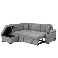 Elegant L-Shaped Sectional Sofa with Storage Ottoman USA