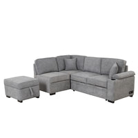 Elegant L-Shaped Sectional Sofa with Storage Ottoman USA