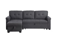 Elegant Linen Reversible Grey Sleeper Sectional Sofa with Storage Chaise USA