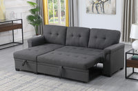 Elegant Linen Reversible Grey Sleeper Sectional Sofa with Storage Chaise USA