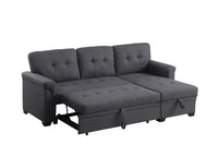 Elegant Linen Reversible Grey Sleeper Sectional Sofa with Storage Chaise USA