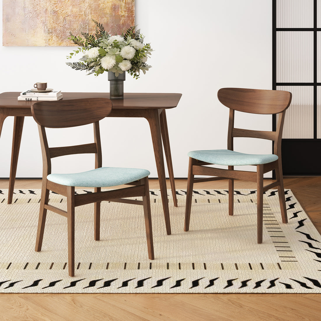 Elegant Mid-Century Modern Dining Room Set with Wooden Table and Chairs USA