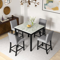 Elegant Mid-Century Modern Dining Set with Wooden Table and Upholstered Chairs USA