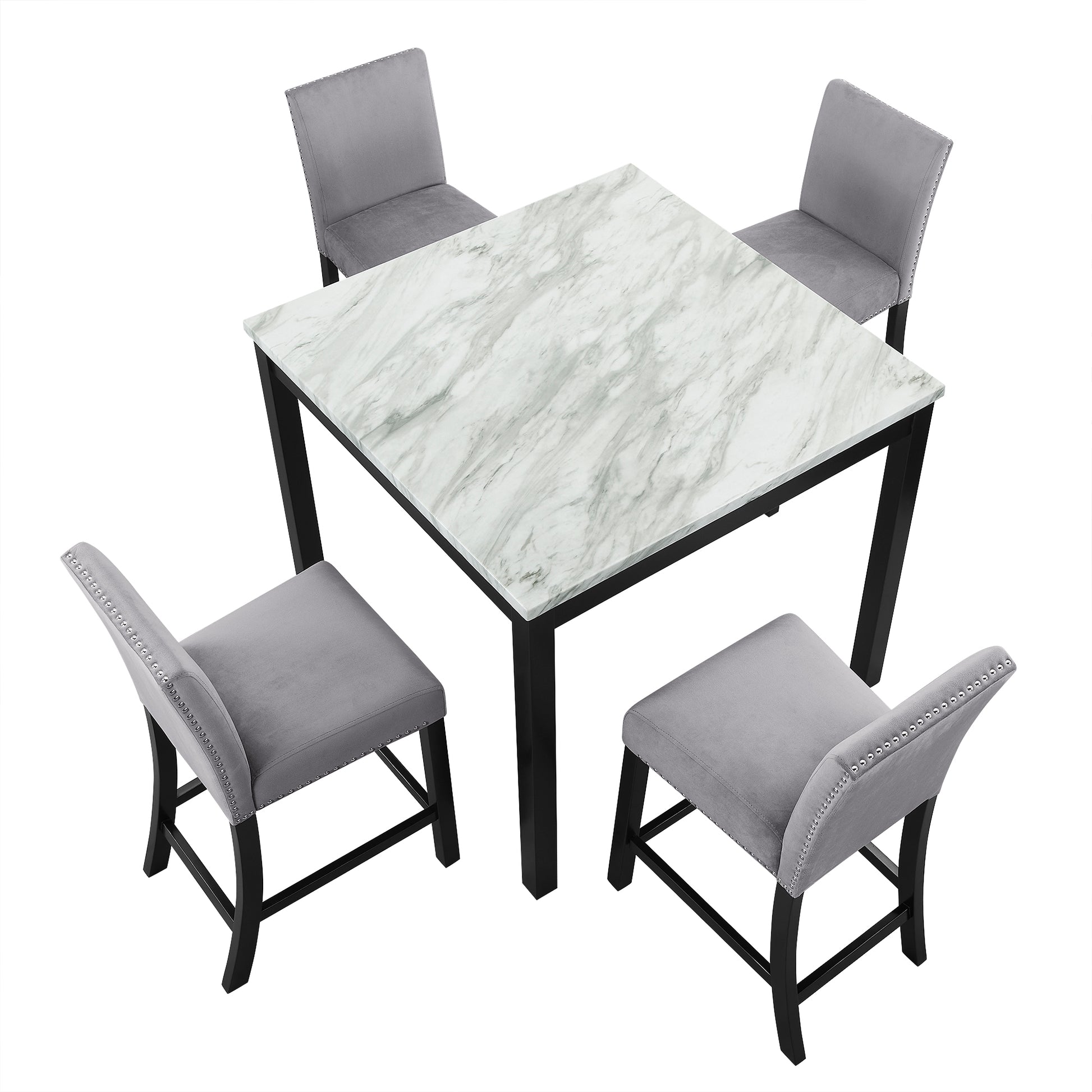 Elegant Mid-Century Modern Dining Set with Wooden Table and Upholstered Chairs USA