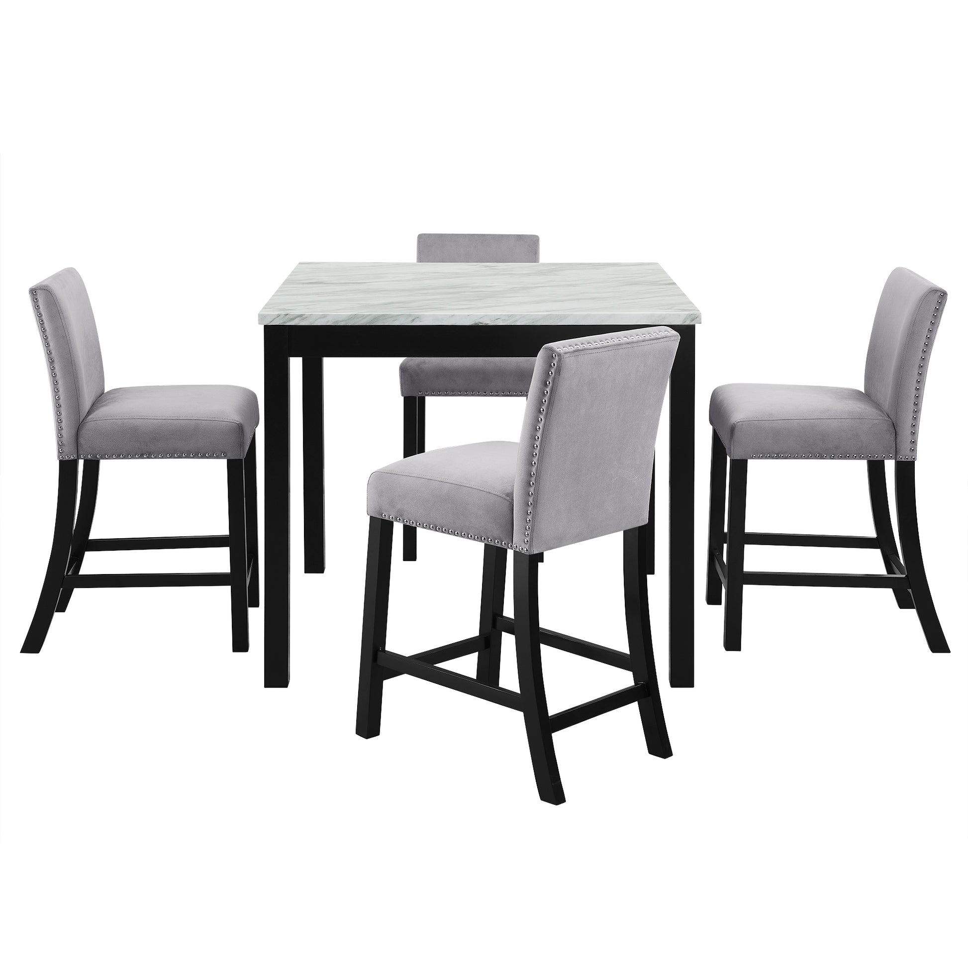 Elegant Mid-Century Modern Dining Set with Wooden Table and Upholstered Chairs USA