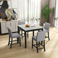 Elegant Mid-Century Modern Dining Set with Wooden Table and Upholstered Chairs USA