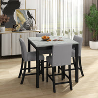 Elegant Mid-Century Modern Dining Set with Wooden Table and Upholstered Chairs USA