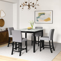 Elegant Mid-Century Modern Dining Set with Wooden Table and Upholstered Chairs USA