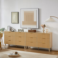 Elegant Mid-Century Style 6-Drawer Dresser in Natural Wood Finish USA