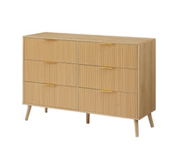 Elegant Mid-Century Style 6-Drawer Dresser in Natural Wood Finish USA