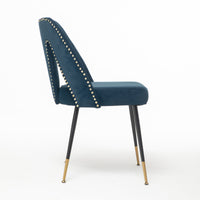 Elegant Modern Blue Velvet Dining Chairs with Gold Accents USA