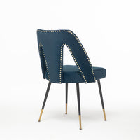 Elegant Modern Blue Velvet Dining Chairs with Gold Accents USA