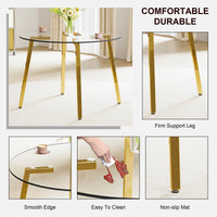 Elegant Modern Circular Glass Dining Table with Gold Legs USA