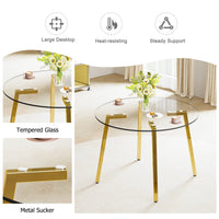 Elegant Modern Circular Glass Dining Table with Gold Legs USA